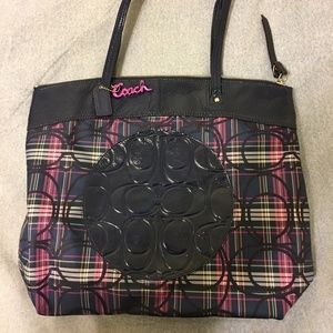 Coach Purple Plaid Sparkle Hand/Tote bag